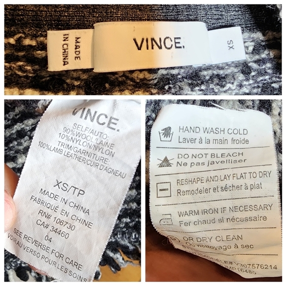 Vince Black Tweed Wool open front fringe jacket cardigan. Size XS - Picture 3 of 16